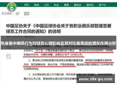 热身赛中嘲讽行为对球员心理影响及其对比赛表现的潜在作用分析